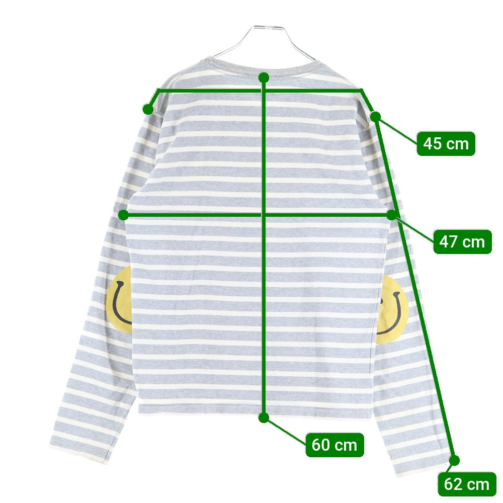 KAPITAL(キャピタル) Smiley elbow Patch T- Shirt スマイリーエルボーパッチカットソー グレー/クリーム EK-904