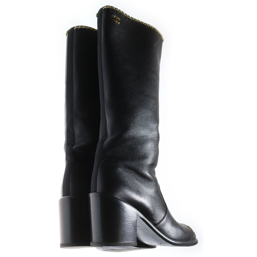 CHANEL(シャネル) ココマーク チェーンレザー ロングブーツ G37830 Y55398 94305 ブラック レディース