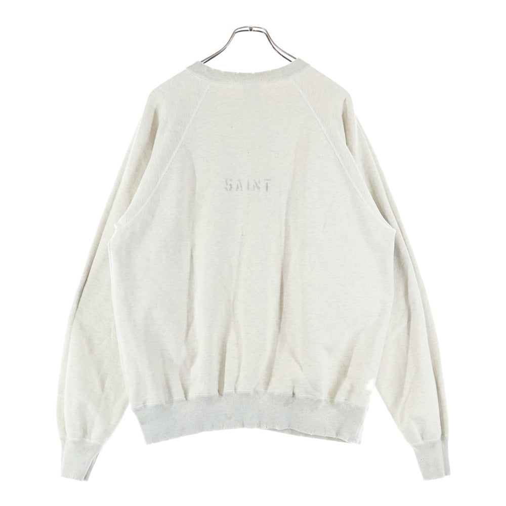 SAINT MICHAEL(セントマイケル) 23AW×木梨憲武 仮面ノリダーヴィンテージ加工 クルーネックスウェットトレーナー SM-A23-0000-C08 グレー
