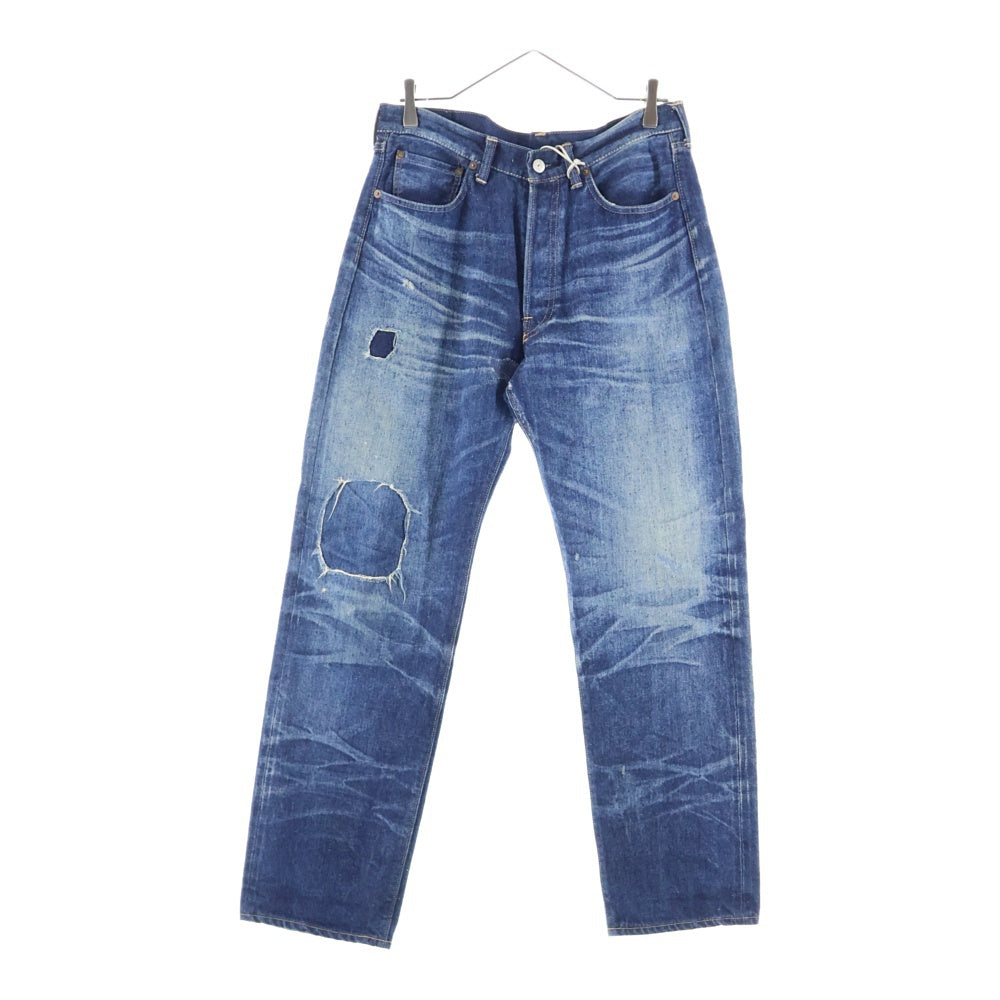 New Manual(ニュー マニュアル) #033 LV 60's リペア加工 ボタンフライ ストレートデニムパンツ インディゴ