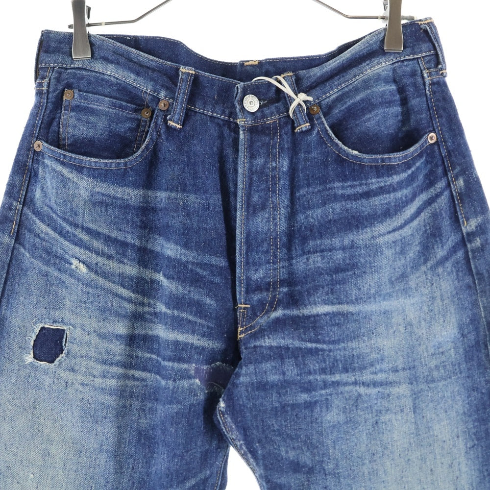 New Manual(ニュー マニュアル) #033 LV 60's リペア加工 ボタンフライ ストレートデニムパンツ インディゴ