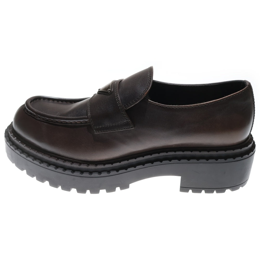 PRADA(プラダ) Leather Loafers 2DE148 ブラシッドレザー ローファー9 ブラウン