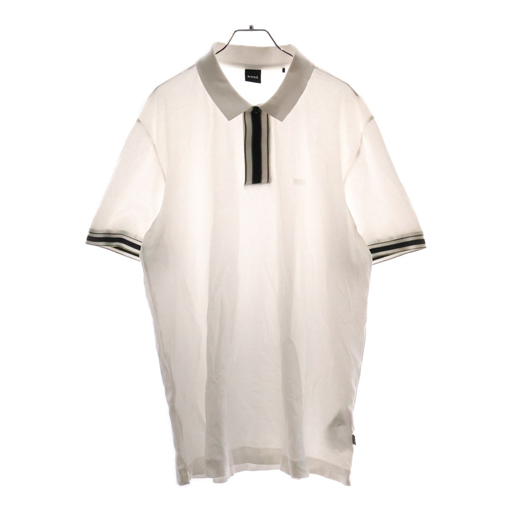 BOSS(ボス) 10245501 ロゴプリント 半袖ポロシャツ コットン ホワイト
