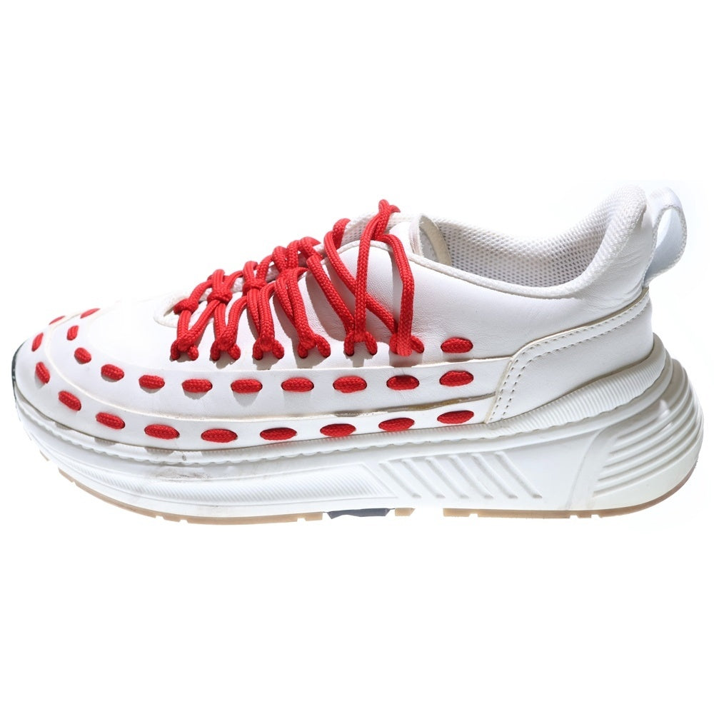 BOTTEGA VENETA(ボッテガヴェネタ) レーススピードスター 585170 レザー ローカットスニーカー 43 ホワイト/レッド