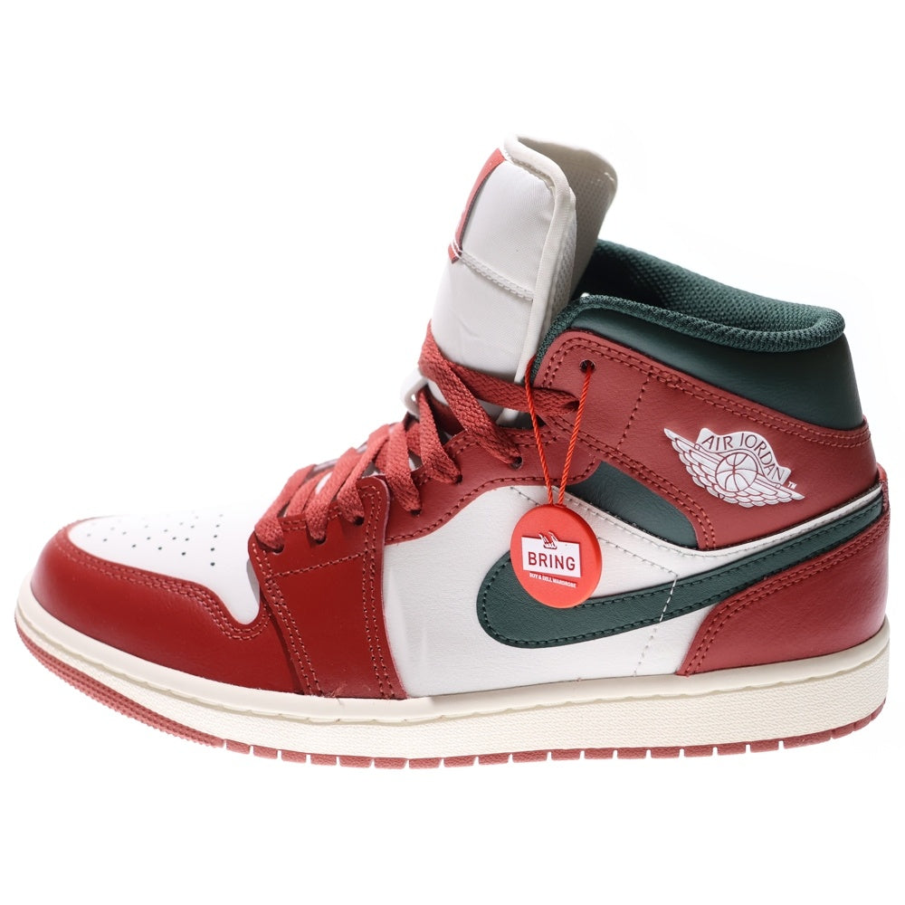 NIKE(ナイキ) AIR JORDAN 1 MID SAIL/PURE PLATINUM/REDSTONE/MIDNIGHT GREEN DQ8426-105 エアジョーダン1 ミッド ローカットスニーカー US8/26.0cm ホワイト/レッド