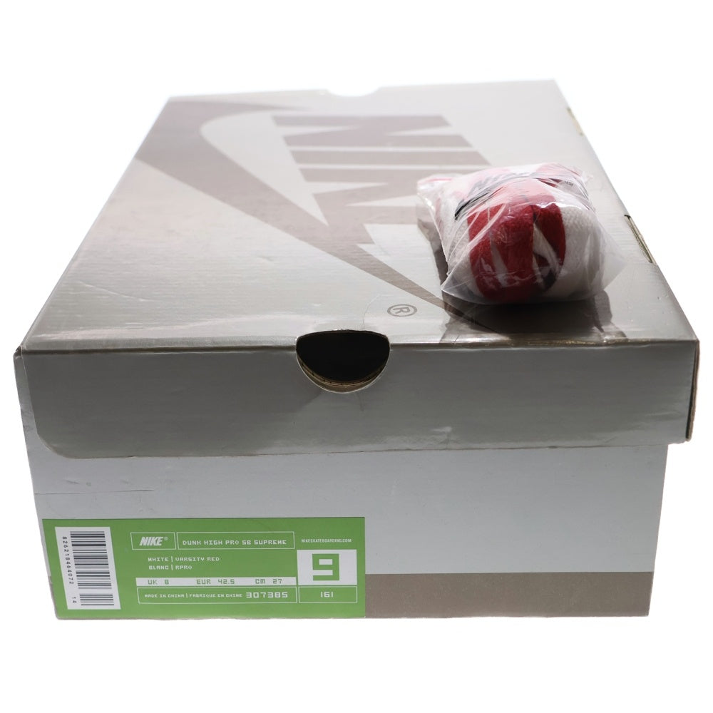 NIKE SB(ナイキエスビー) ×SUPREME DUNK HIGH PRO 307385-161 シュプリーム ダンク ハイカットスニーカー US9/27.0cm レッド/ホワイト