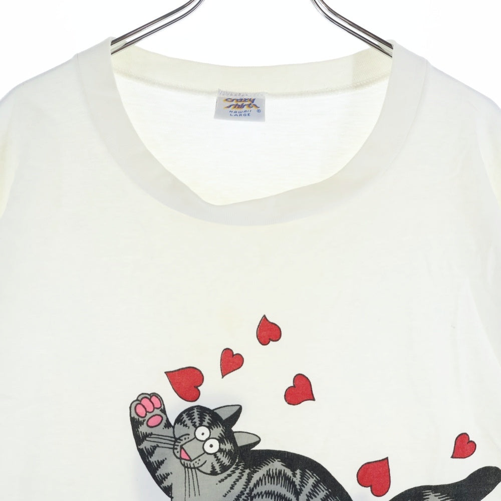 VINTAGE(ヴィンテージ) 80s KLIBAN CAT TEE クリバン キャット プリント 半袖Tシャツ カットソー ホワイト