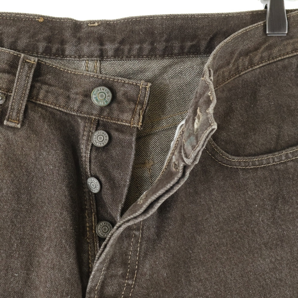 RRL(ダブルアールエル) USA製 ボタンフライ ストレート デニムパンツ ジーンズ ブラウン R001