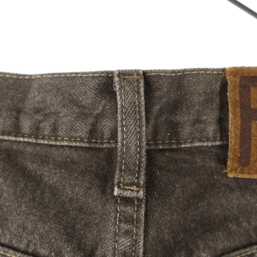 RRL(ダブルアールエル) USA製 ボタンフライ ストレート デニムパンツ ジーンズ ブラウン R001