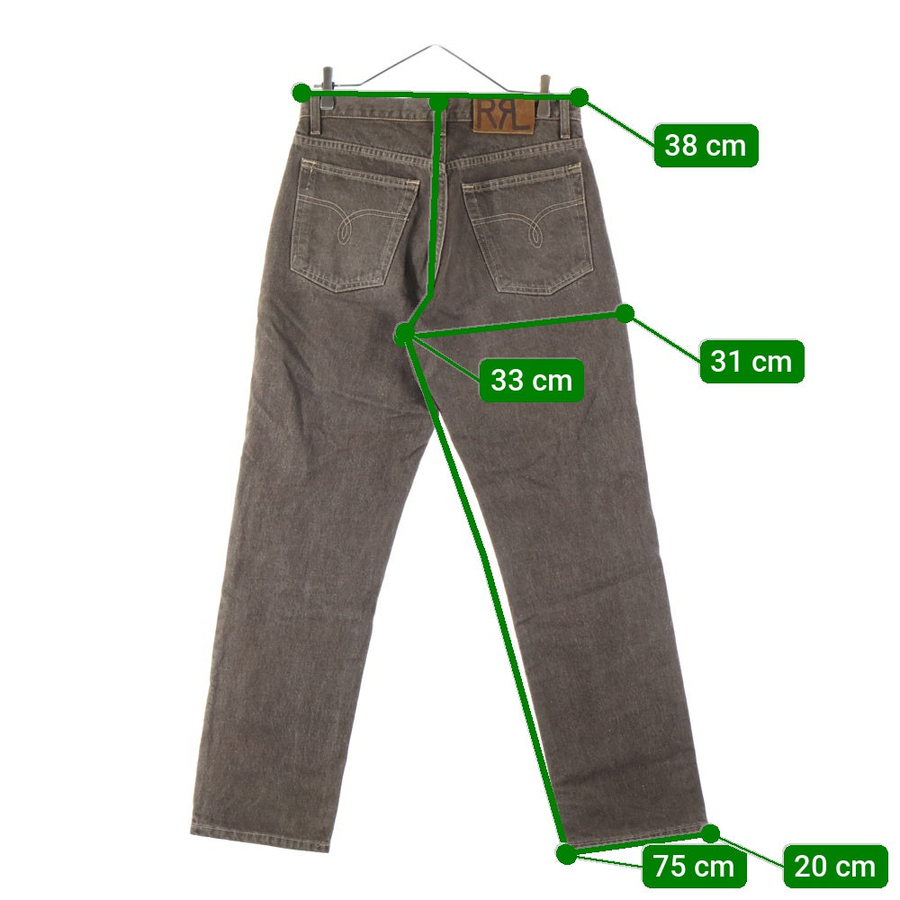 RRL(ダブルアールエル) USA製 ボタンフライ ストレート デニムパンツ ジーンズ ブラウン R001