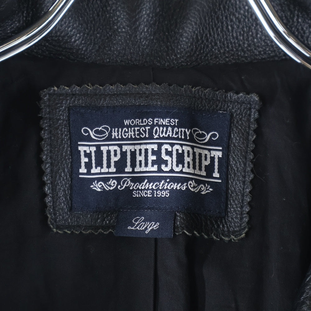 FLIP THE SCRIPT(フリップザスクリプト) フロント パッチロゴ ダブルライダース レザージャケット ブラック