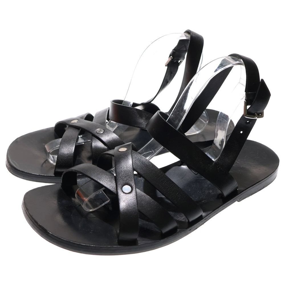 HERMES(エルメス) カーフレザー バックストラップ サンダル 43 ブラック