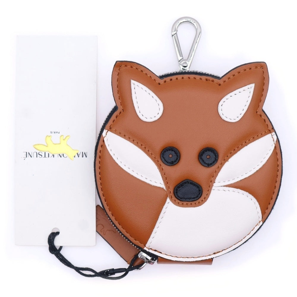 MAISON KITSUNE(メゾンキツネ) コインケース キーホルダー バッグチャーム JU05329LC0029 ブラウン/ホワイト