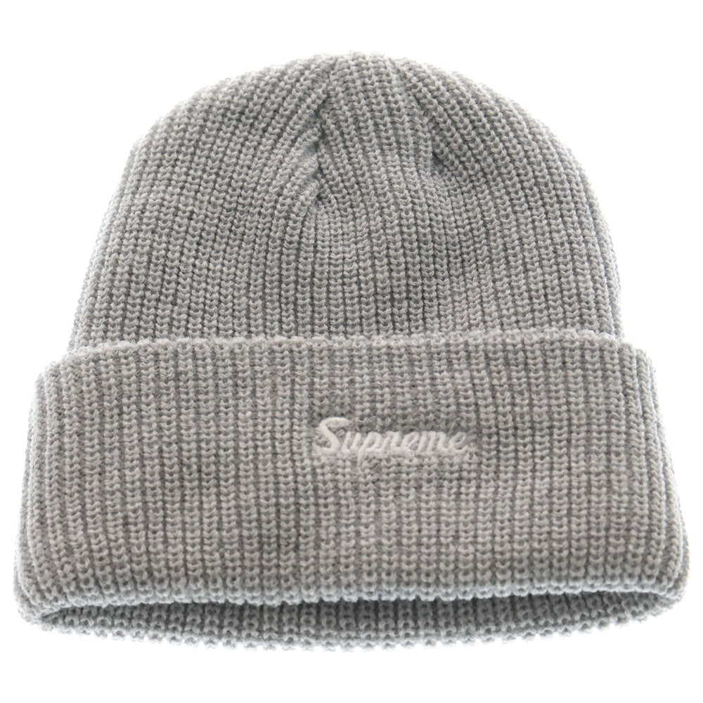 SUPREME(シュプリーム) 23AW Loose Gauge Beanie HEATHER GREY ロゴ刺繍 ルーズゲージ ニット ビーニー 帽子 グレー