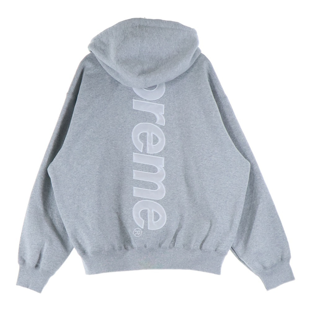 SUPREME(シュプリーム) 25AW atin Applique Hooded Sweatshirt サテン アップリケ フード スウェットシャツ プルオーバーパーカー グレー