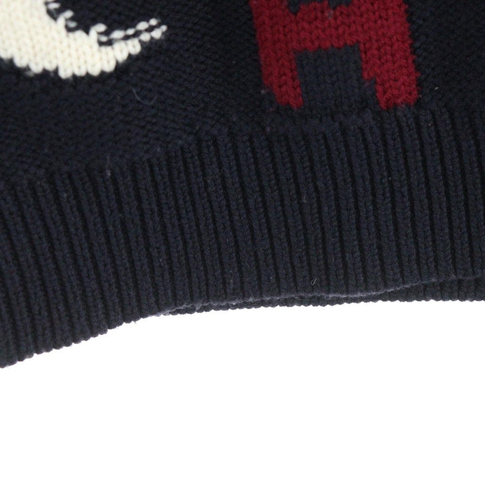 GIVENCHY(ジバンシィ) 柄ロゴ ウール クルーネック ニットセーター ブラック BM906J4Y2J