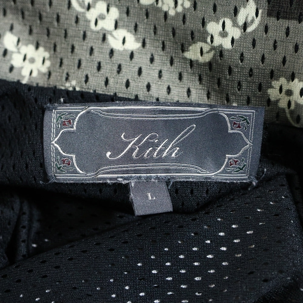 KITH(キス) 25SS Printed Mesh Woodpoint Shirt バンダナ総柄プリント メッシュ ウッドポイント スナップボタン 半袖シャツ KHM033469 ブラック/カーキ