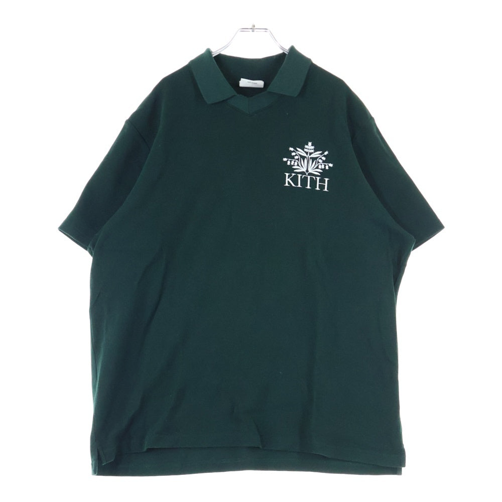 KITH(キス) フロントロゴ刺繍 コットン ポロシャツ グリーン