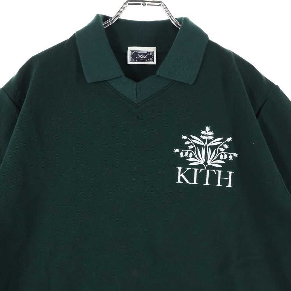 KITH(キス) 25SS フロントロゴ刺繍 コットン ポロシャツ グリーン