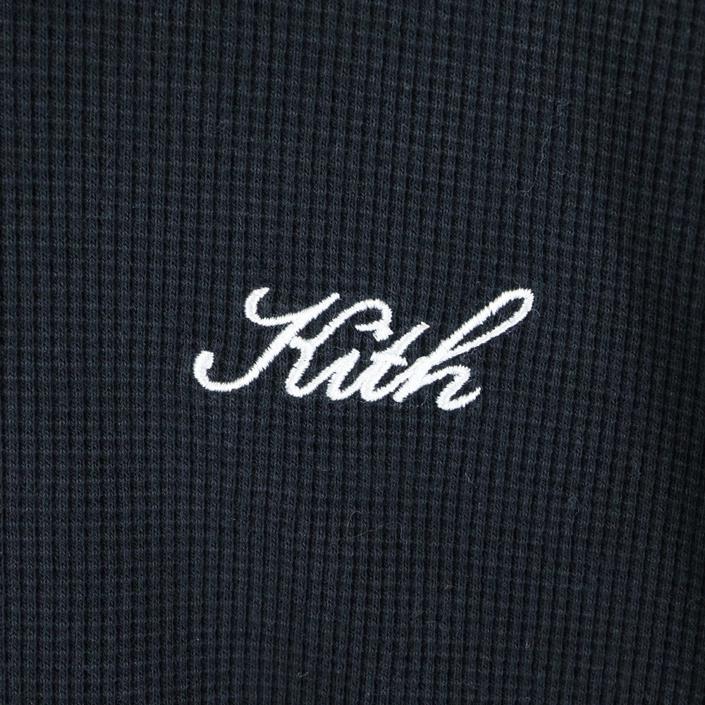 KITH(キス) 25SS フロントロゴ刺繍 コットン ポロシャツ ブラック