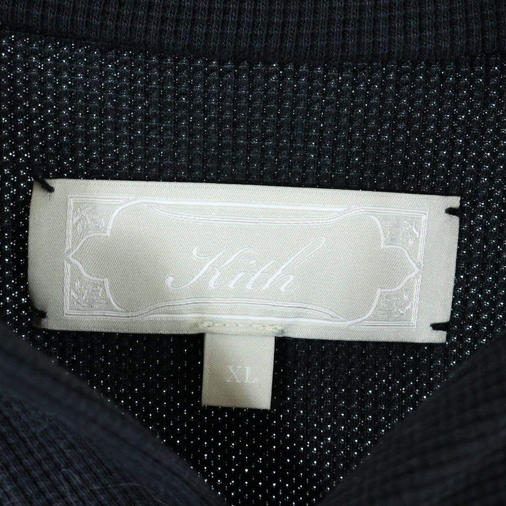 KITH(キス) 25SS フロントロゴ刺繍 コットン ポロシャツ ブラック