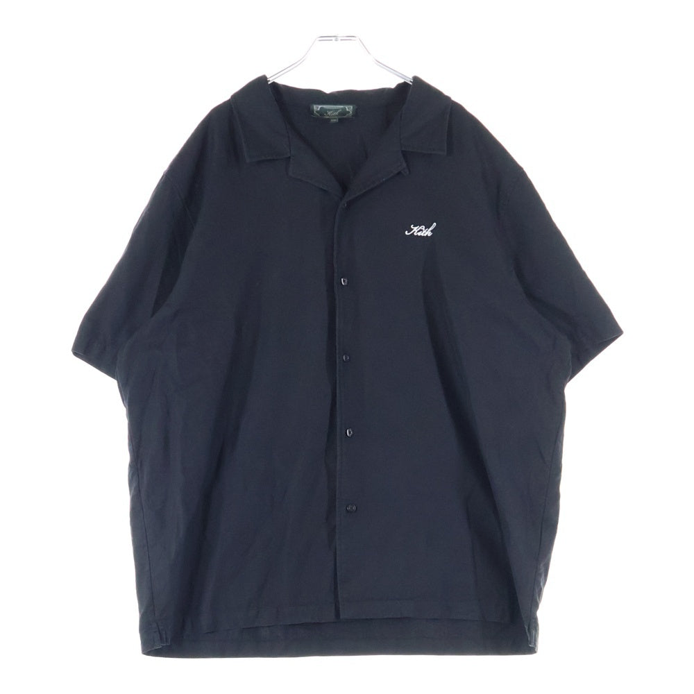 KITH(キス) 25SS フロントロゴ刺繍 コットン 半袖シャツ ブラック