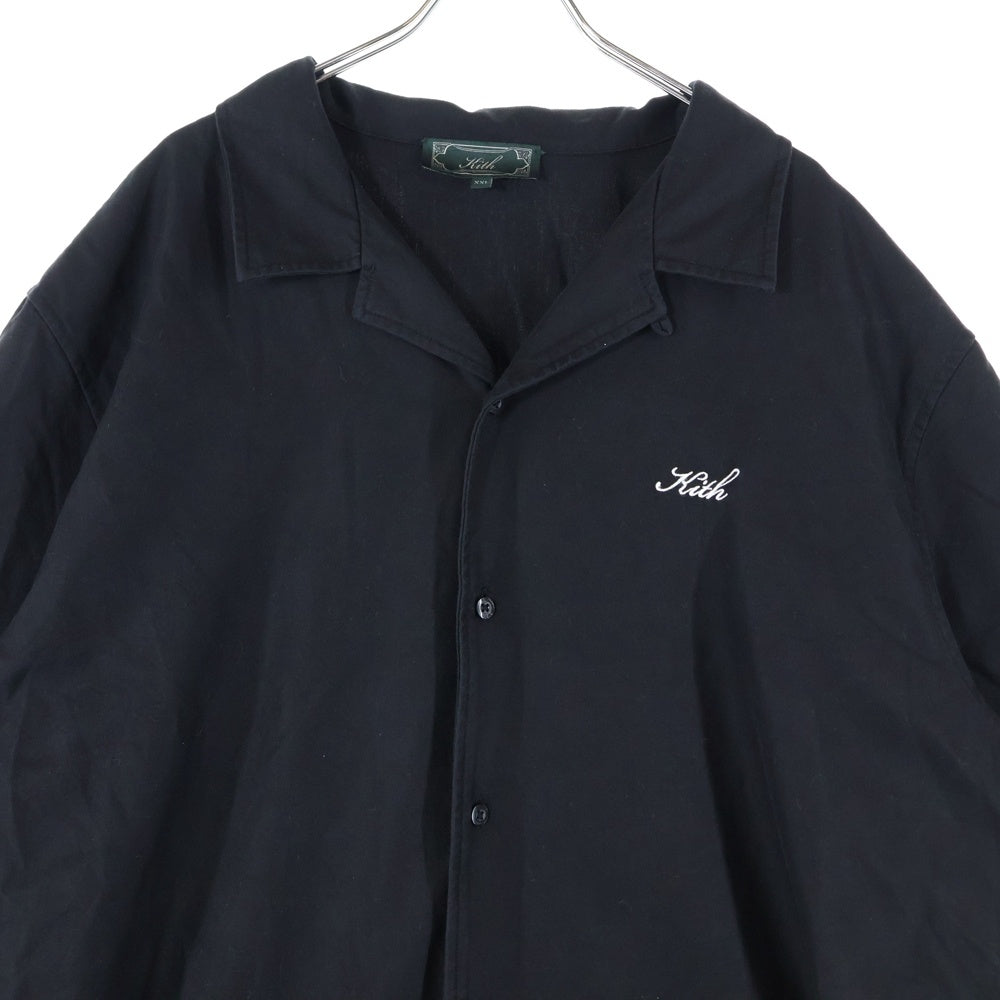 KITH(キス) 25SS フロントロゴ刺繍 コットン 半袖シャツ ブラック