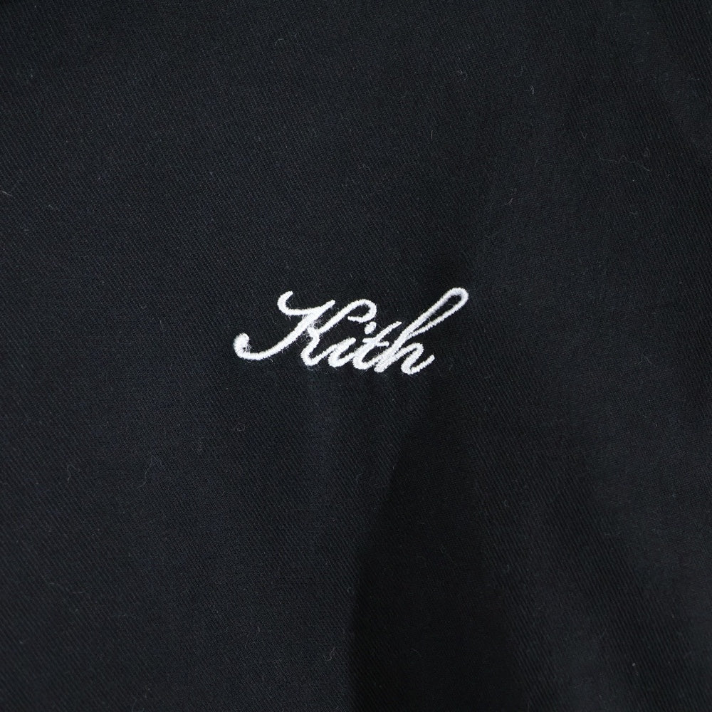 KITH(キス) 25SS フロントロゴ刺繍 コットン 半袖シャツ ブラック