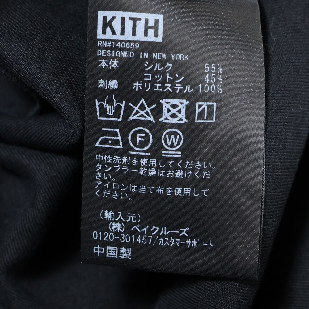 KITH(キス) 25SS フロントロゴ刺繍 コットン 半袖シャツ ブラック