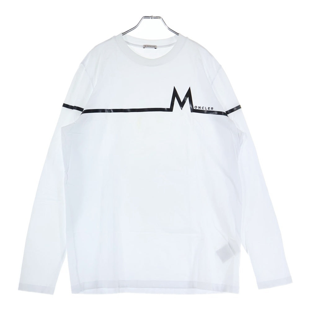 MONCLER(モンクレール) 21SS ロゴプリント コットン ロングスリーブ クルーネックTシャツ ホワイト
