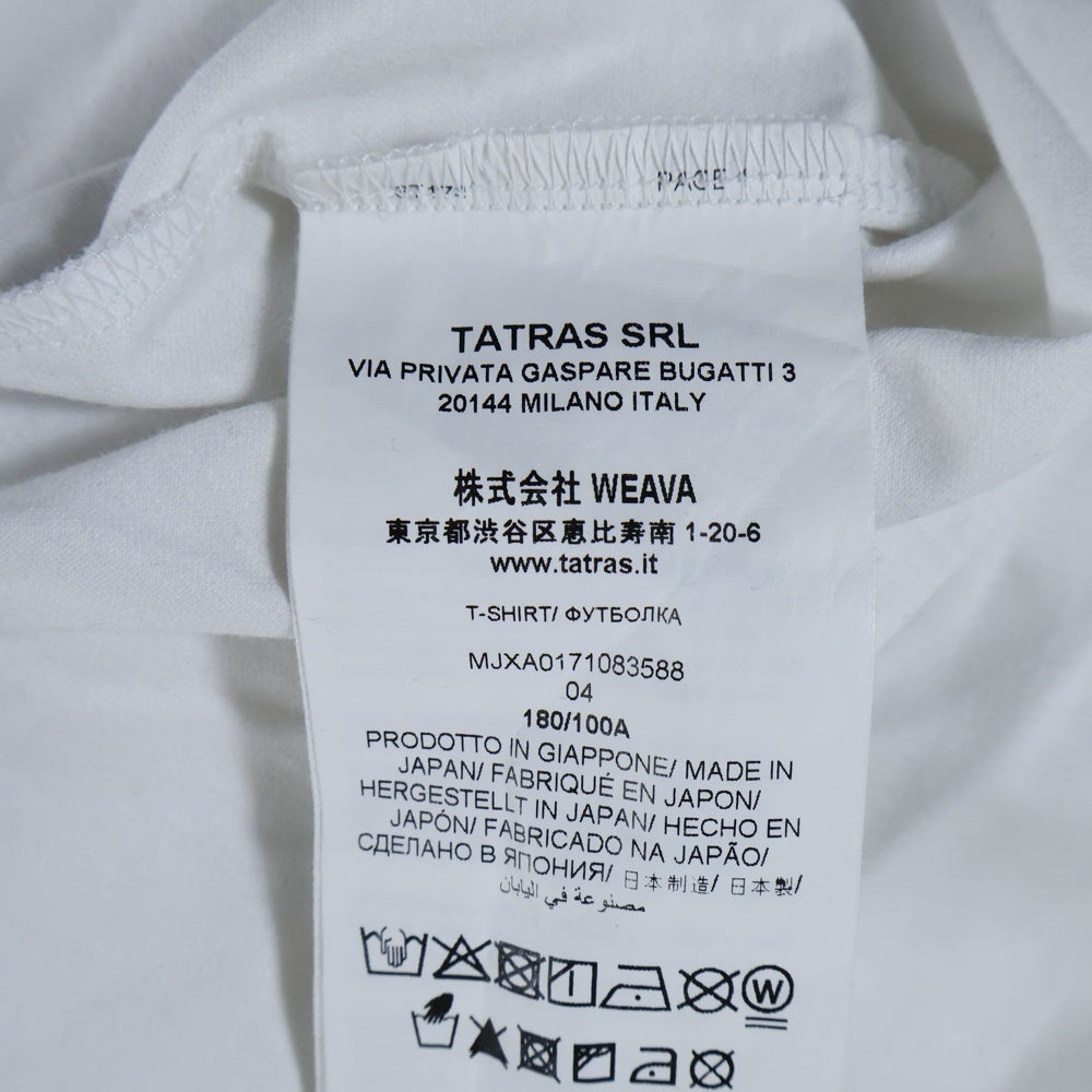 TATRAS(タトラス) フロントロゴ刺繍 コットン クルーネックカットソー 半袖Tシャツ ホワイト