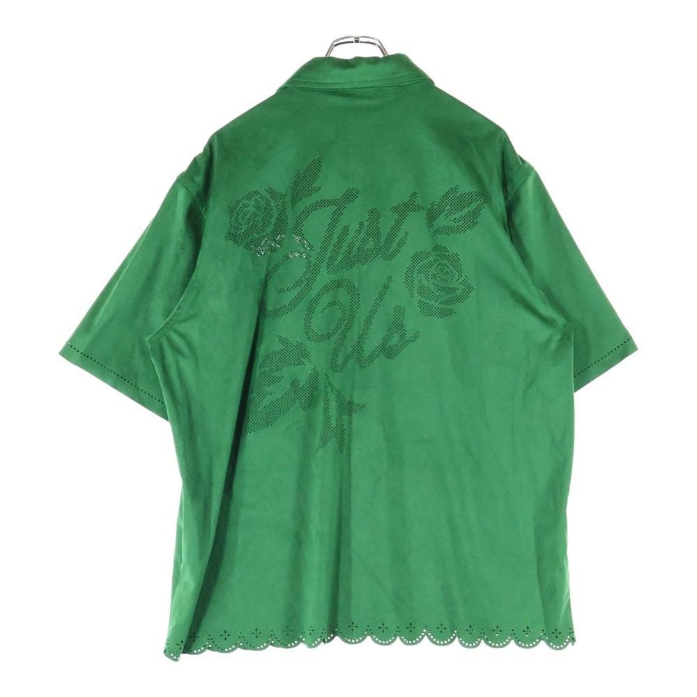 KITH(キス) 25SS ロゴ入り マイクロスウェード 半袖シャツ グリーン