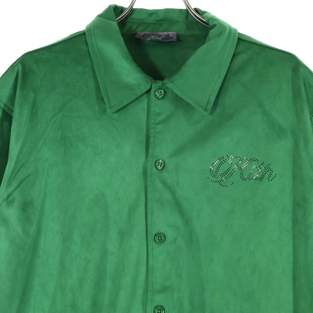KITH(キス) 25SS ロゴ入り マイクロスウェード 半袖シャツ グリーン