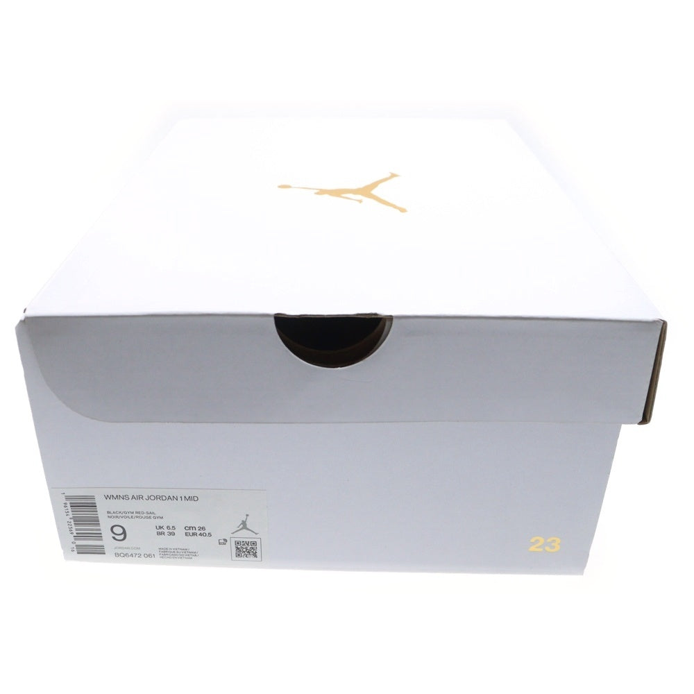 NIKE(ナイキ) WMNS AIR JORDAN 1 MID GYM RED BQ6472-061 ウィメンズ エアジョーダン ジムレッド ミッドカットスニーカー レッド/ブラック US9/26.0cm レディース