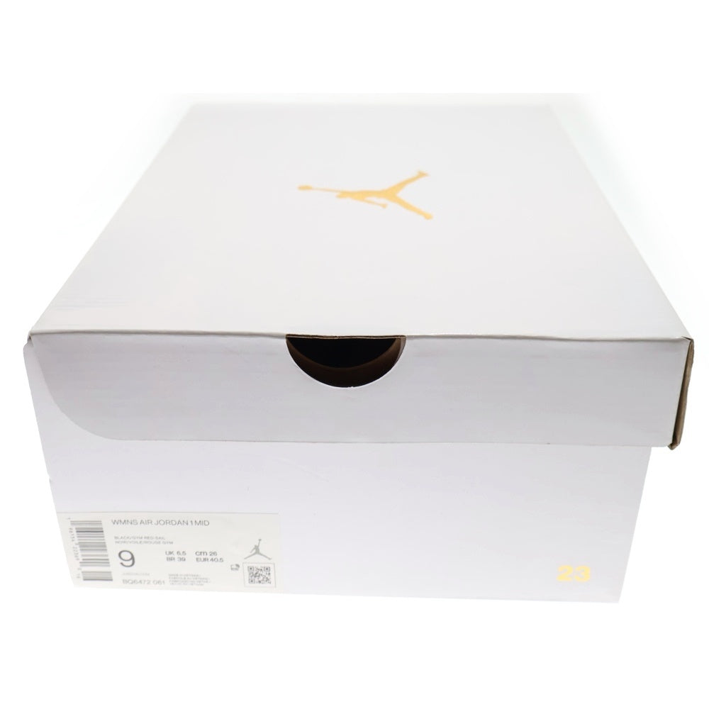 NIKE(ナイキ) WMNS AIR JORDAN 1 MID GYM RED BQ6472-061 ウィメンズ エアジョーダン ジムレッド ミッドカットスニーカー レッド/ブラック US9/26.0cm レディース