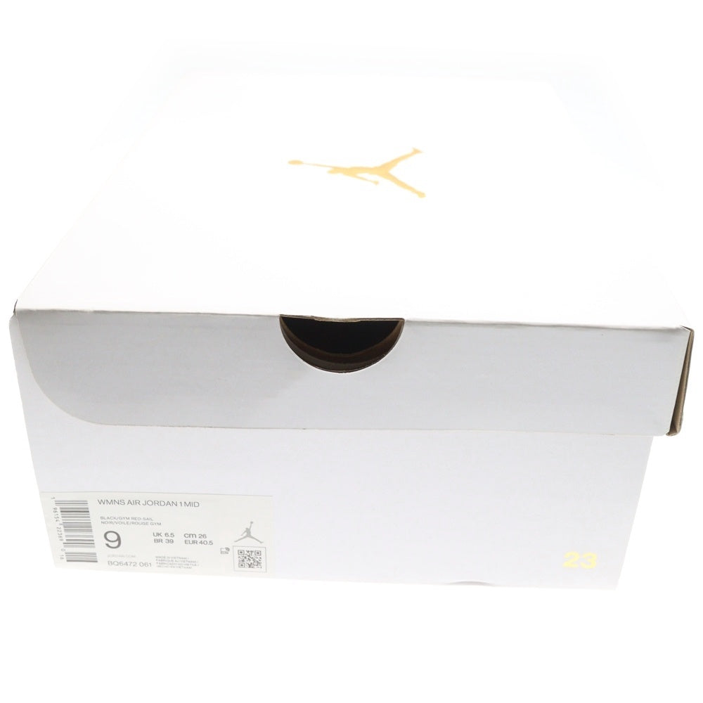 NIKE(ナイキ) WMNS AIR JORDAN 1 MID GYM RED BQ6472-061 ウィメンズ エアジョーダン ジムレッド ミッドカットスニーカー レッド/ブラック US9/26.0cm