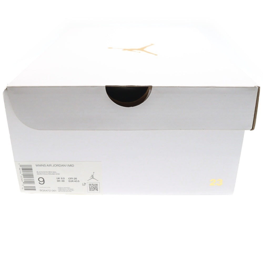 NIKE(ナイキ) WMNS AIR JORDAN 1 MID GYM RED BQ6472-061 ウィメンズ エアジョーダン ジムレッド ミッドカットスニーカー レッド/ブラック US9/26.0cm