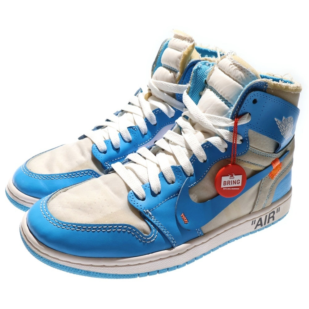 NIKE(ナイキ) ×OFF-WHITE AIR JORDAN 1 POWDER BLUE UNC AQ0818-148 オフホワイト エアジョーダン1 パウダーブルー ハイカットスニーカー US7.5/25.5cm ホワイト/ブルー