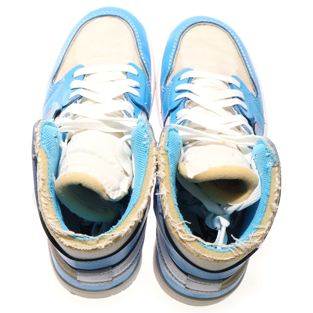 NIKE(ナイキ) ×OFF-WHITE AIR JORDAN 1 POWDER BLUE UNC AQ0818-148 オフホワイト エアジョーダン1 パウダーブルー ハイカットスニーカー US7.5/25.5cm ホワイト/ブルー
