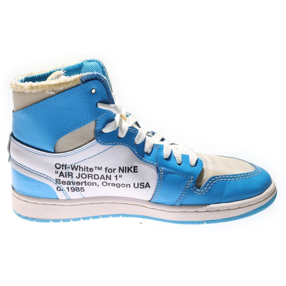NIKE(ナイキ) ×OFF-WHITE AIR JORDAN 1 POWDER BLUE UNC AQ0818-148 オフホワイト エアジョーダン1 パウダーブルー ハイカットスニーカー US7.5/25.5cm ホワイト/ブルー
