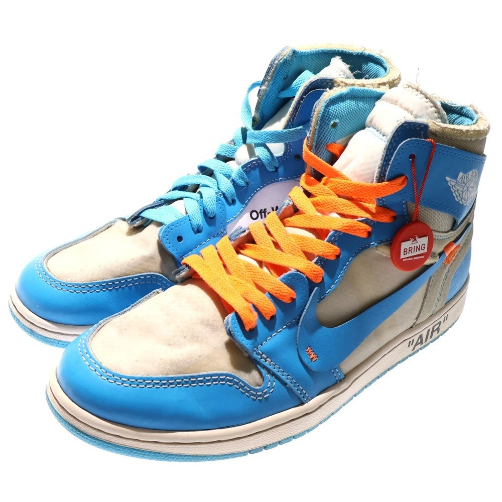 NIKE(ナイキ) ×OFF-WHITE AIR JORDAN 1 POWDER BLUE UNC AQ0818-148 オフホワイト エアジョーダン1 パウダーブルー ハイカットスニーカー US10/28.0cm ホワイト/ブルー