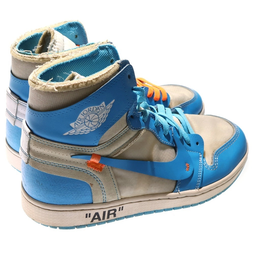 NIKE(ナイキ) ×OFF-WHITE AIR JORDAN 1 POWDER BLUE UNC AQ0818-148 オフホワイト エアジョーダン1 パウダーブルー ハイカットスニーカー US10/28.0cm ホワイト/ブルー