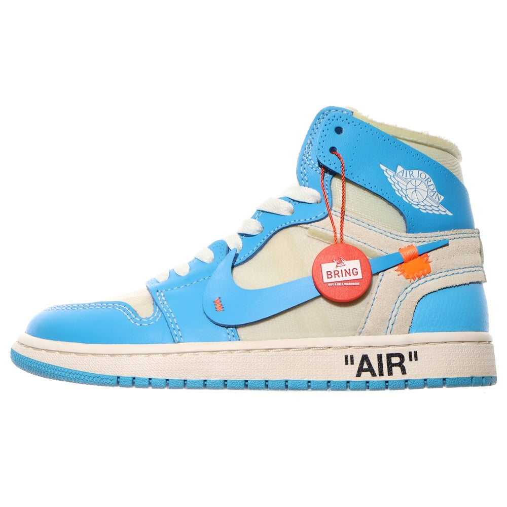 NIKE(ナイキ) ×OFF-WHITE AIR JORDAN 1 POWDER BLUE UNC AQ0818-148 オフホワイト エアジョーダン1 パウダーブルー ハイカットスニーカー US6.5/24.5cm ホワイト/ブルー