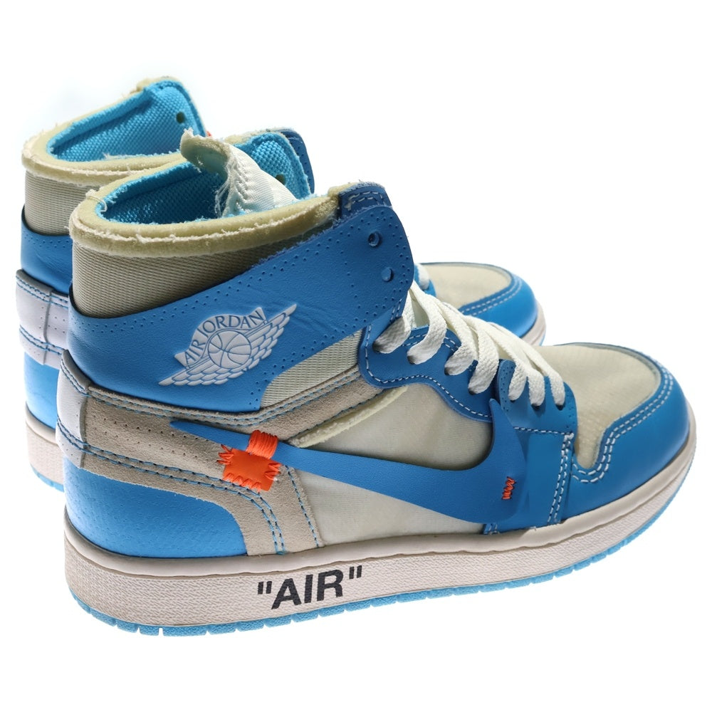 NIKE(ナイキ) ×OFF-WHITE AIR JORDAN 1 POWDER BLUE UNC AQ0818-148 オフホワイト エアジョーダン1 パウダーブルー ハイカットスニーカー US6.5/24.5cm ホワイト/ブルー