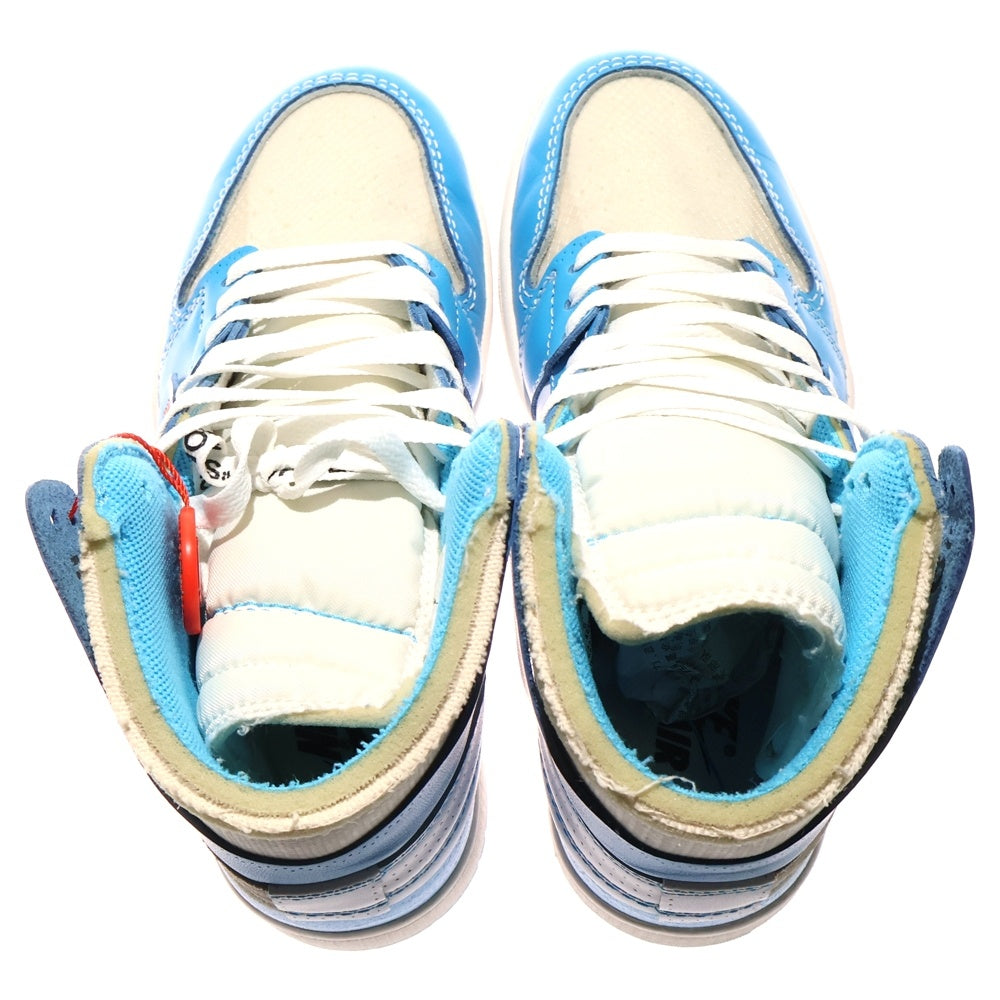 NIKE(ナイキ) ×OFF-WHITE AIR JORDAN 1 POWDER BLUE UNC AQ0818-148 オフホワイト エアジョーダン1 パウダーブルー ハイカットスニーカー US6.5/24.5cm ホワイト/ブルー