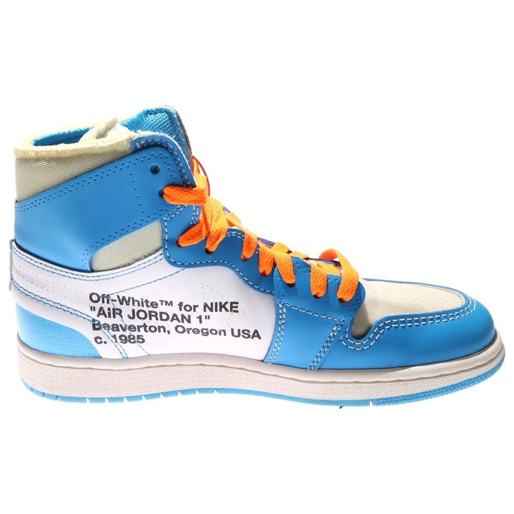 NIKE(ナイキ) ×OFF-WHITE AIR JORDAN 1 POWDER BLUE UNC AQ0818-148 オフホワイト エアジョーダン1 パウダーブルー ハイカットスニーカー US6.5/24.5cm ホワイト/ブルー