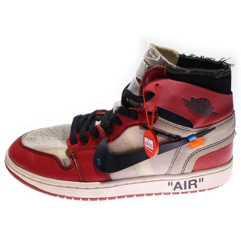 NIKE(ナイキ) ×OFF-WHITE THE 10 AIR JORDAN 1 CHICAGO AA3834-101 オフホワイト ザテン エアジョーダンシカゴ ハイカットスニーカー US8.5/26.5cm ホワイト/レッド