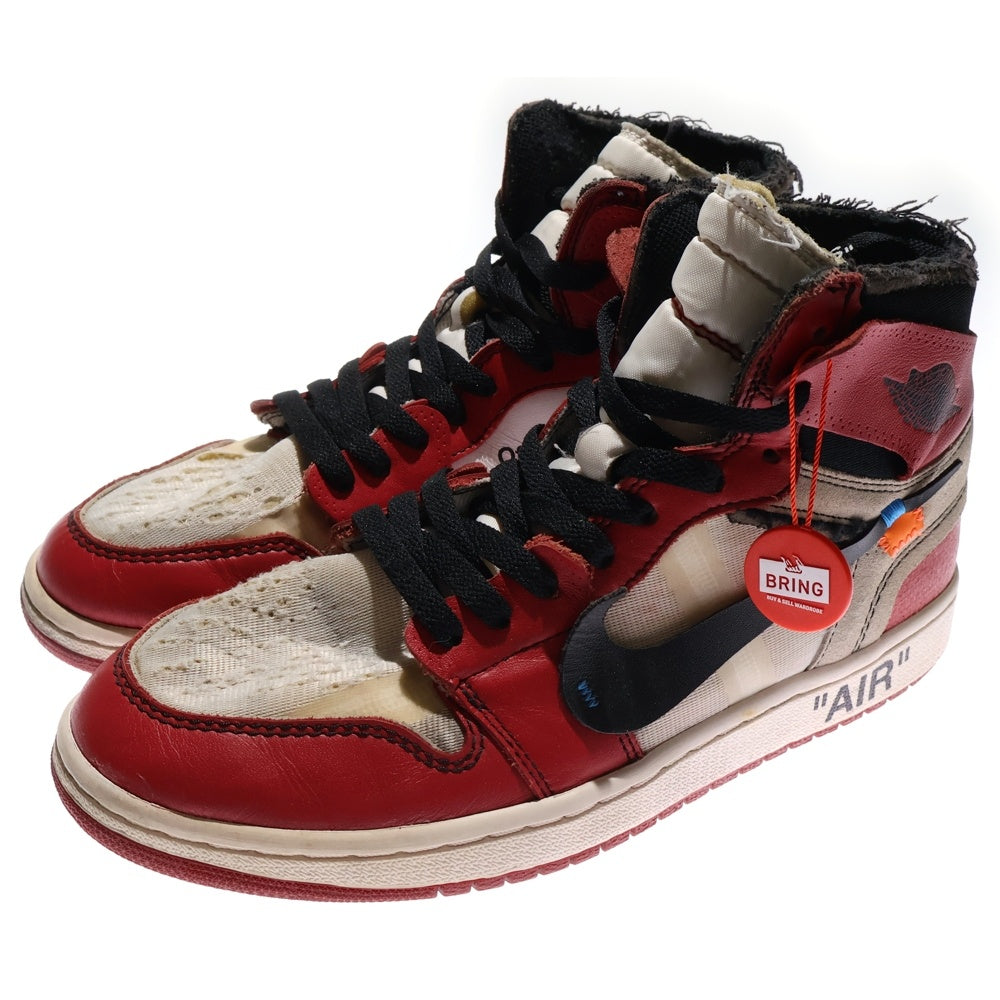 NIKE(ナイキ) ×OFF-WHITE THE 10 AIR JORDAN 1 CHICAGO AA3834-101 オフホワイト ザテン エアジョーダンシカゴ ハイカットスニーカー US8.5/26.5cm ホワイト/レッド