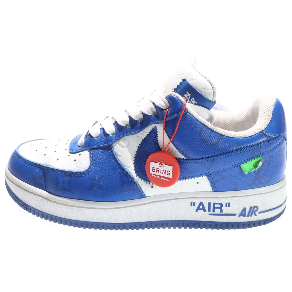 LOUIS VUITTON(ルイヴィトン) ×NIKE AIR FORCE 1 LOW 1A9VAO ナイキ モノグラム レザーローカットスニーカー ホワイト/ブルー US7/25.0cm レディース