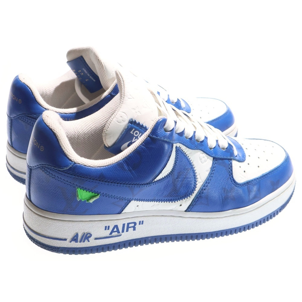 LOUIS VUITTON(ルイヴィトン) ×NIKE AIR FORCE 1 LOW 1A9VAO ナイキ モノグラム レザーローカットスニーカー ホワイト/ブルー US7/25.0cm レディース